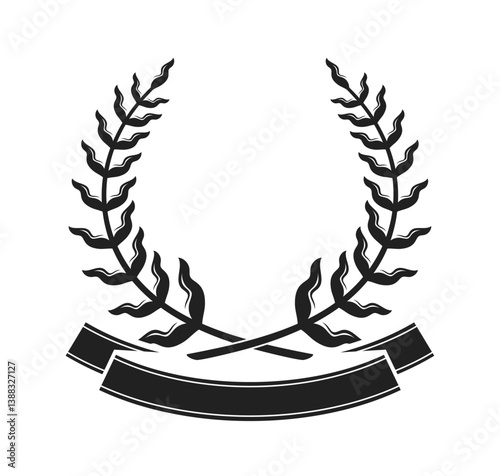 Laurel wreath black-and-white design element
