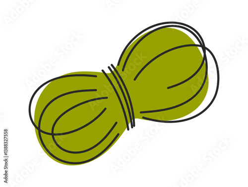 Hand-drawn green knitting thread skein