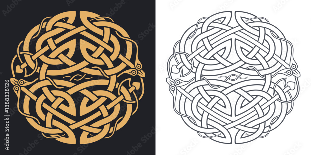 Obraz premium Celtic traditional knot. Geometric ethnic ornament design.
