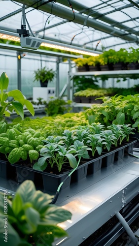 plants in greenhouse