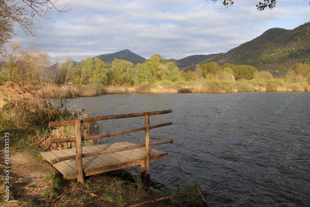 Natural view of Lake Iseo in Brescia in Northern Italy in particular pond called