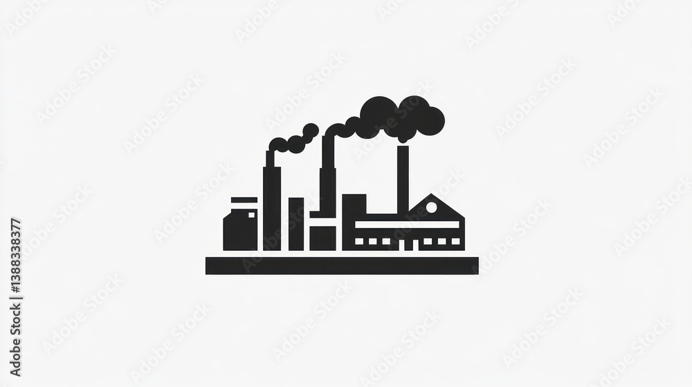 Fototapeta premium Industrial complex silhouette, factory, smoke stacks, background