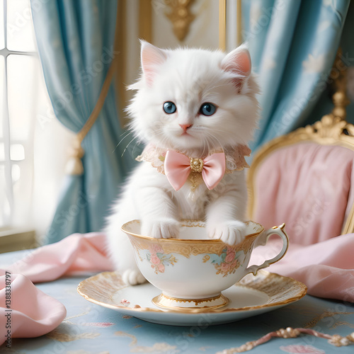 Cat with cup of tea