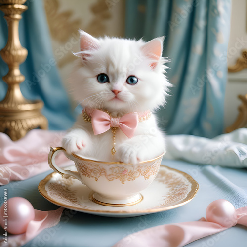 Cat with a cup of tea