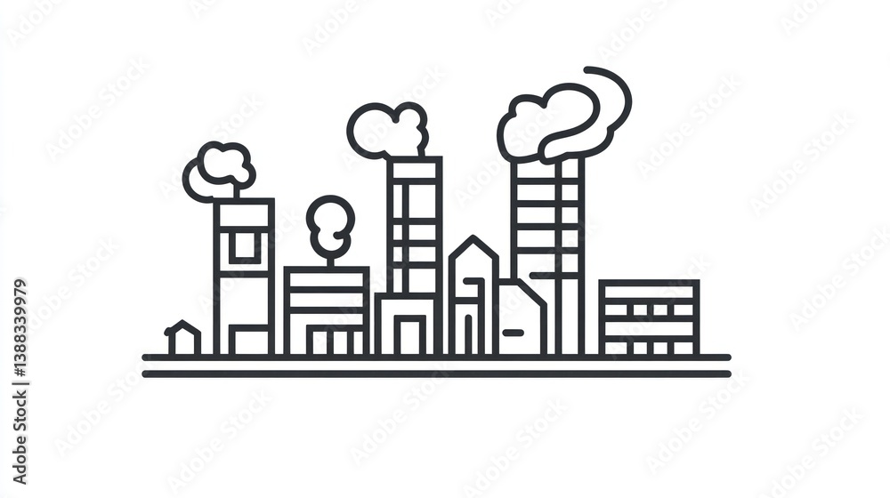 Fototapeta premium Cityscape Line Art Illustration