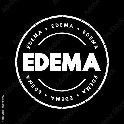 Edema is swelling caused by excess fluid trapped in your body's tissues, text concept stamp