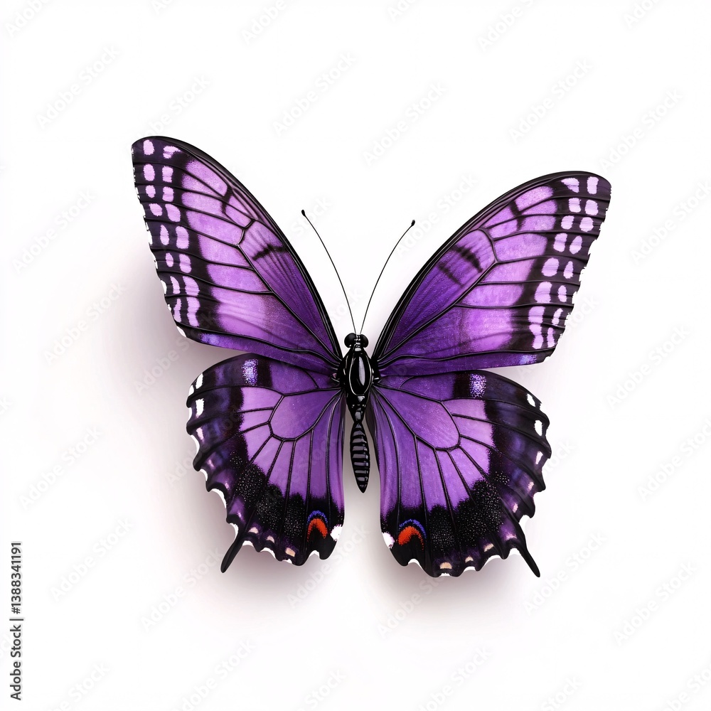 Obraz premium Isolated image of a lovely purple butterfly on a clean white canvas