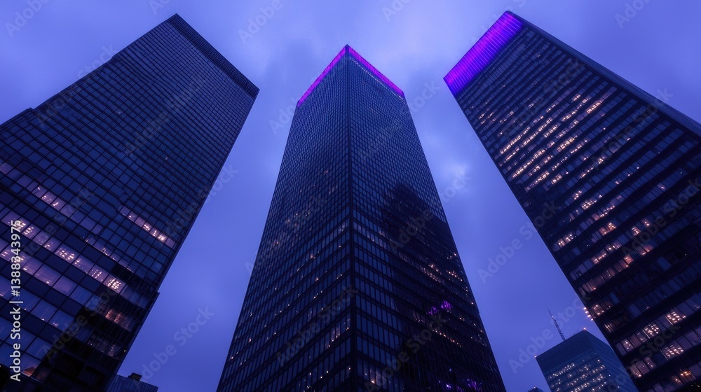 City skyscrapers at twilight