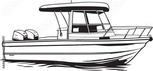 Pontoon Boat Vector Illustration