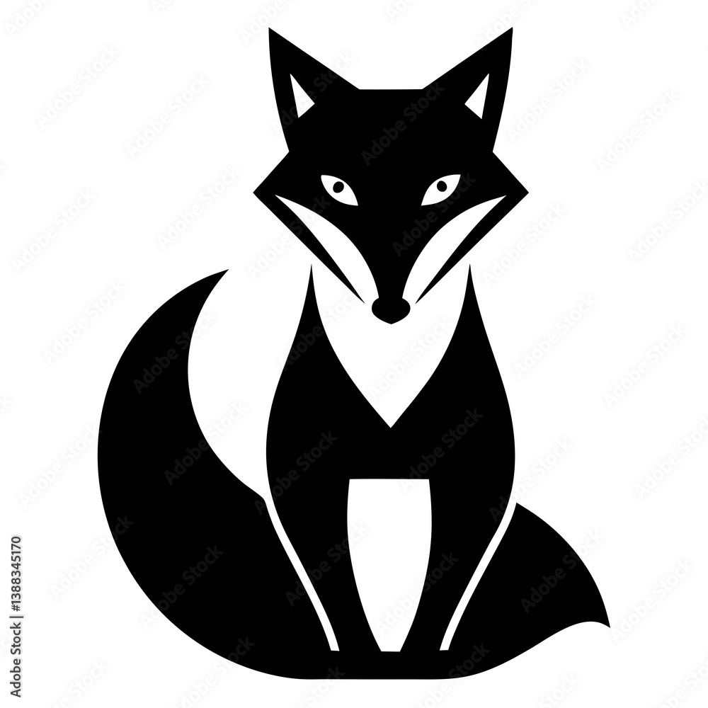 Obraz premium Fox Silhouette Vector, Stylish Black Fox Clipart for Logos and Woodland Art