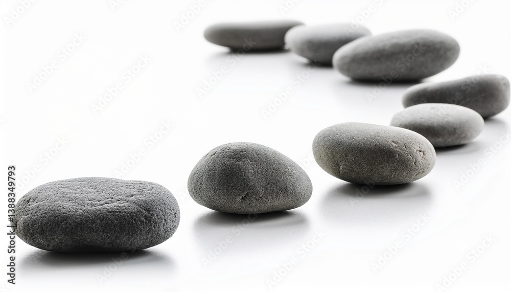 widescreen zen path of stones full depth of field isolated on white background widescreen zen path of stones full depth of field isolated on white background
