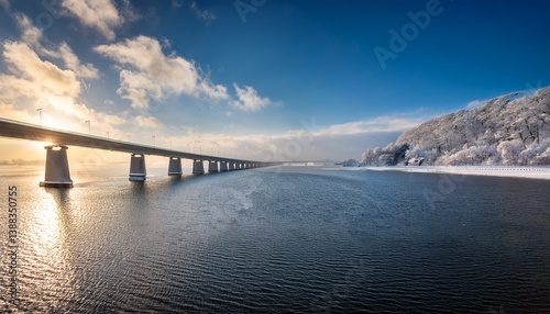 Wallpaper Mural snowy sky over sunny dutch lake bridge Torontodigital.ca