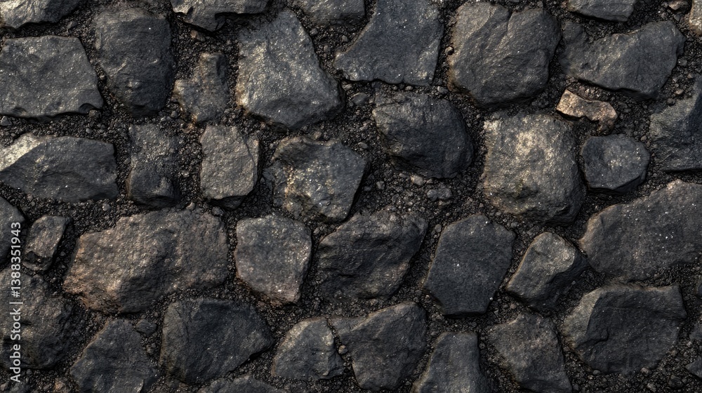 Fototapeta premium Detailed View of Cobblestone Pavement with Smoothly Laid Stones and Visible Mortar Joints, Reflecting Traditional Construction Techniques and Timeless Design