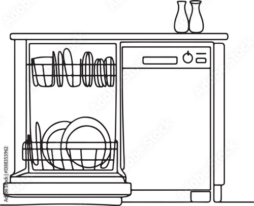 Dishwasher Vector Illustration in Line