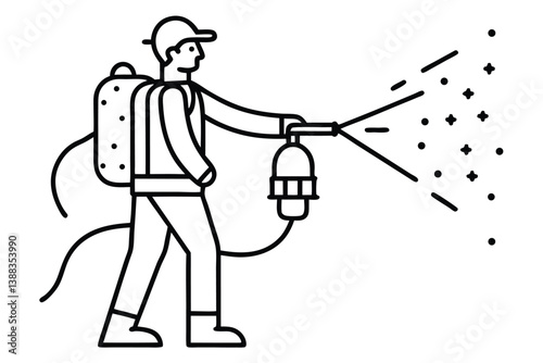 Mite disinfectant man icon. Outline mite disinfectant man vector icon for web design isolated on white background.