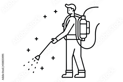 Mite disinfectant man icon. Outline mite disinfectant man vector icon for web design isolated on white background.