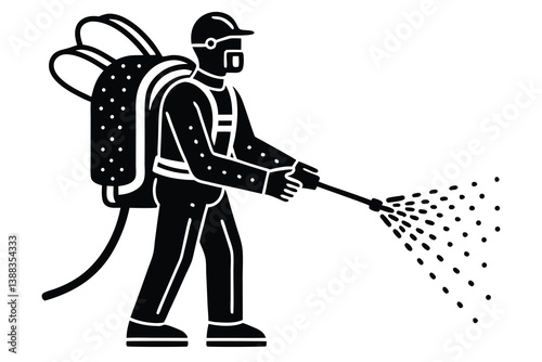 Mite disinfectant man icon. Outline mite disinfectant man vector icon for web design isolated on white background.