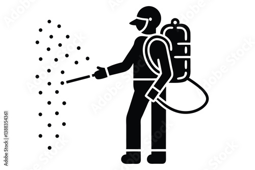 Mite disinfectant man icon. Outline mite disinfectant man vector icon for web design isolated on white background.