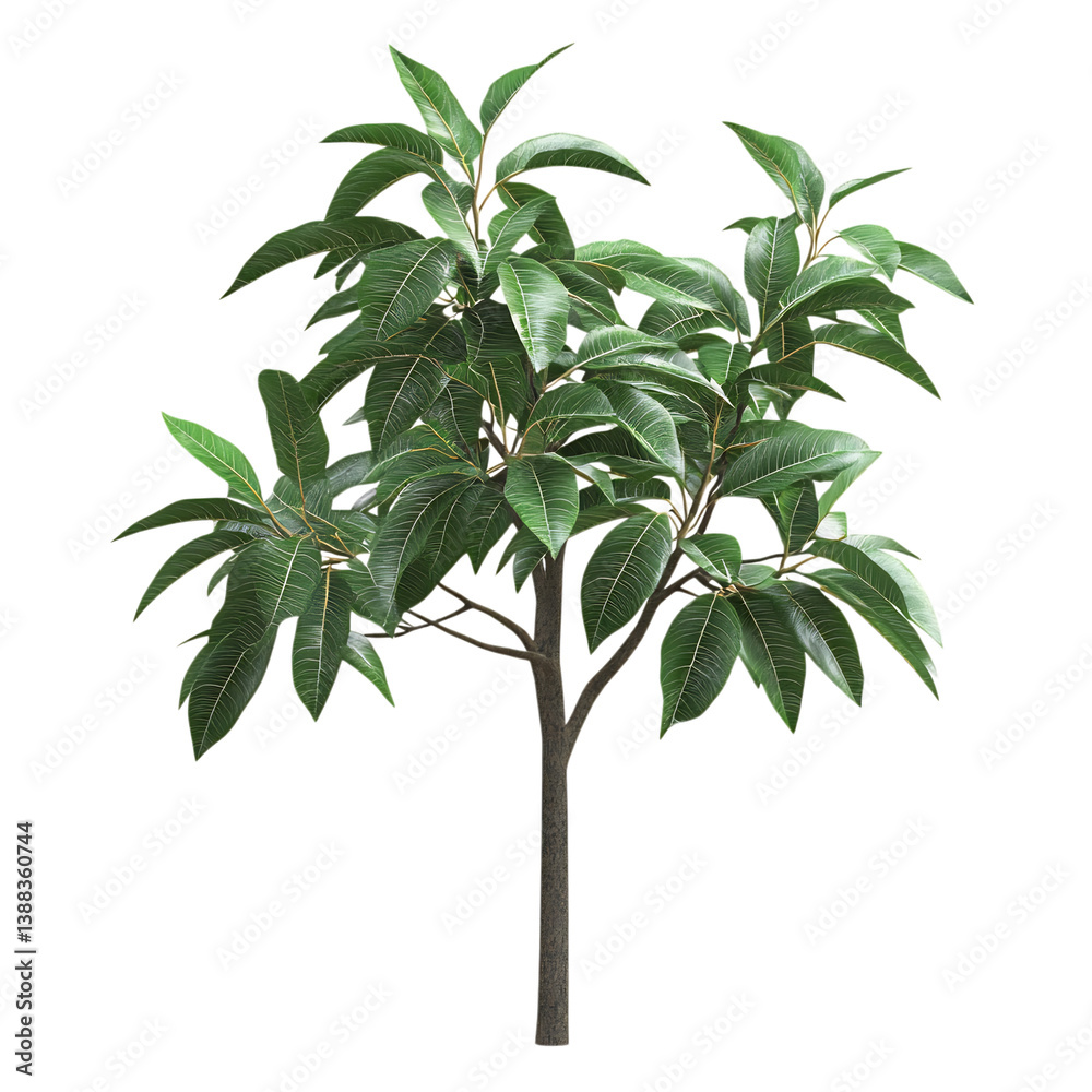 3D Rendered Mango Tree Sapling with Glossy Green Leaves Isolated on Transparent Background 3D Rendered Mango Tree Sapling with Glossy Green Leaves Isolated on Transparent Background