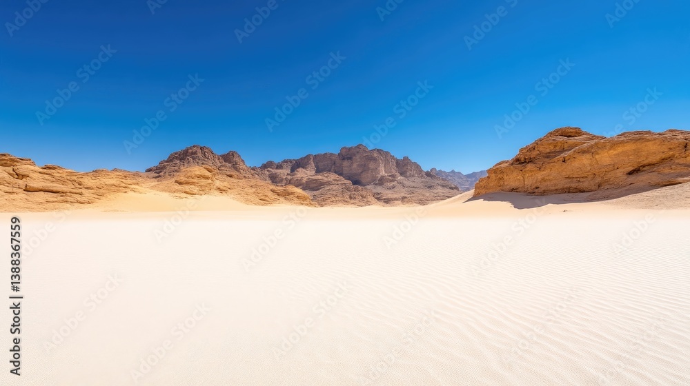 Fototapeta premium Desert Landscape White Sands Vivid Colors High-Resolution Panoramic View Undulating Textures Serenity Scenic Vista Bright Sunny Day Ideal for Travel Brochures
