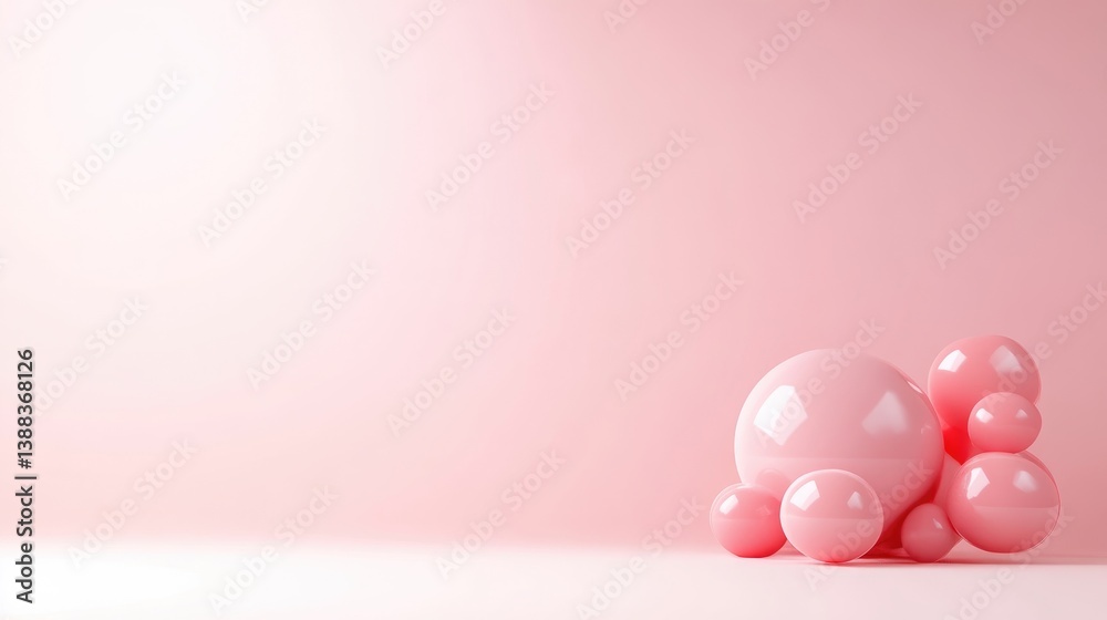 Pink Spheres Small Spheres Minimalist Style High-gloss Rendering Wide Landscape View Smooth Surfaces Cluster Arrangement Pink Studio Background Soft Pastel Tones Product Mockup Pink Spheres Small Spheres Minimalist Style High-gloss Rendering Wide Landscape View Smooth Surfaces Cluster Arrangement Pink Studio Background Soft Pastel Tones Product Mockup