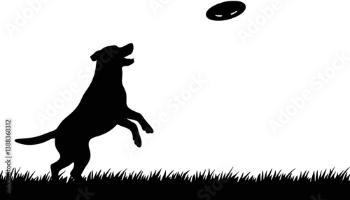 Energetic dog leaps to catch frisbee in grassy field, playful joy
