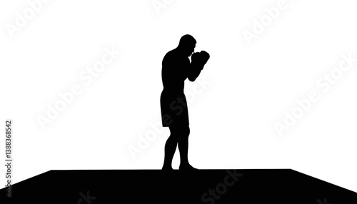 Boxer preparing for a fight in the ring, strength and determination