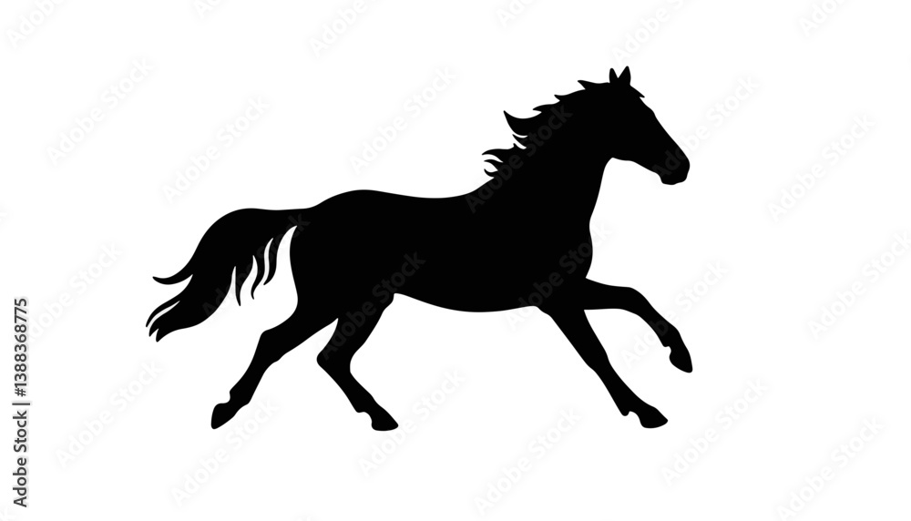 Energetic stallion galloping in silhouette, dynamic freedom