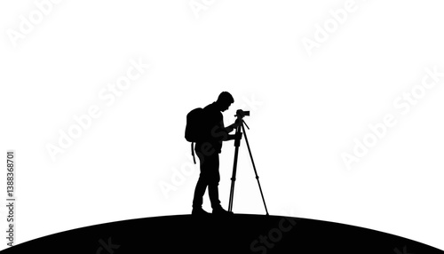 Photographer capturing moments with tripod silhouette, creative passion