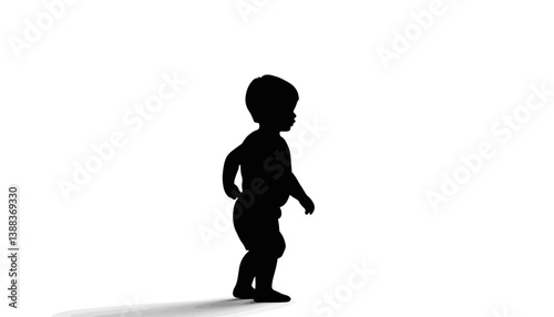 Toddler silhouette learning to walk, developmental growth