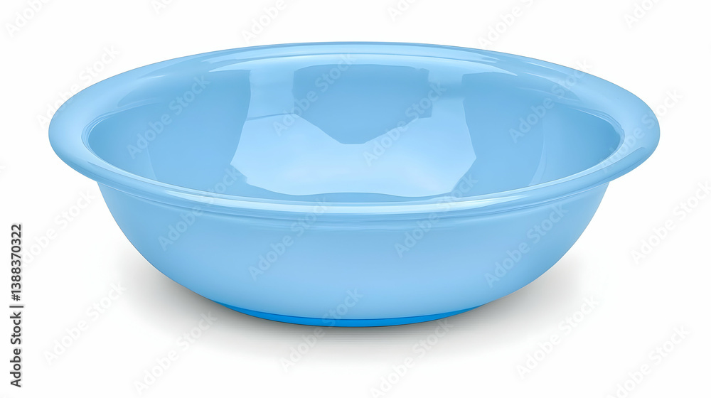 Light blue plastic bowl on white background, ideal for food preparation or serving Light blue plastic bowl on white background, ideal for food preparation or serving
