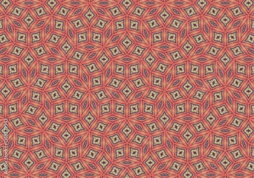 Seamless Cloth Endless Visual Decoration Digital Fashion Texture Perspective Geometric Tile Fabric Shape Symmetric Template Graphic Luxury Interior Textile Art Design Wallpaper Background Pattern.