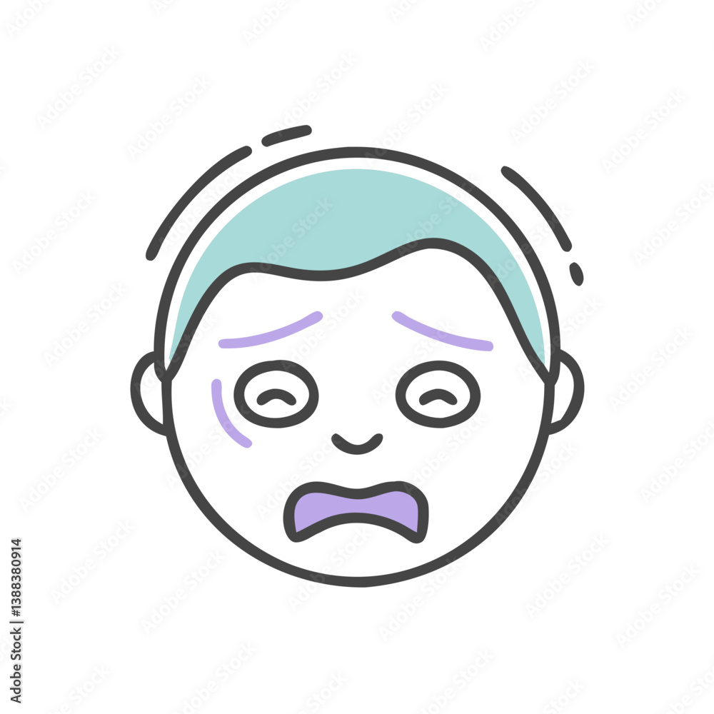 Anxious boy expressing fear in a colorful illustration Anxious boy expressing fear in a colorful illustration