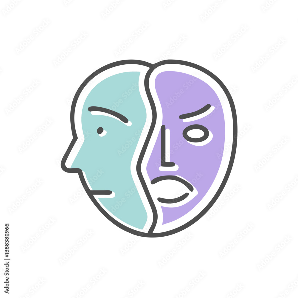 Dual Faces Representing Bipolar Emotions in Minimalist Style Dual Faces Representing Bipolar Emotions in Minimalist Style