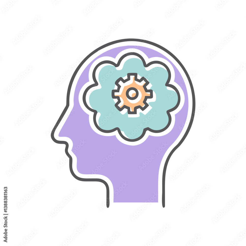 Cognitive Function Concept Illustration with Gear Motif Cognitive Function Concept Illustration with Gear Motif