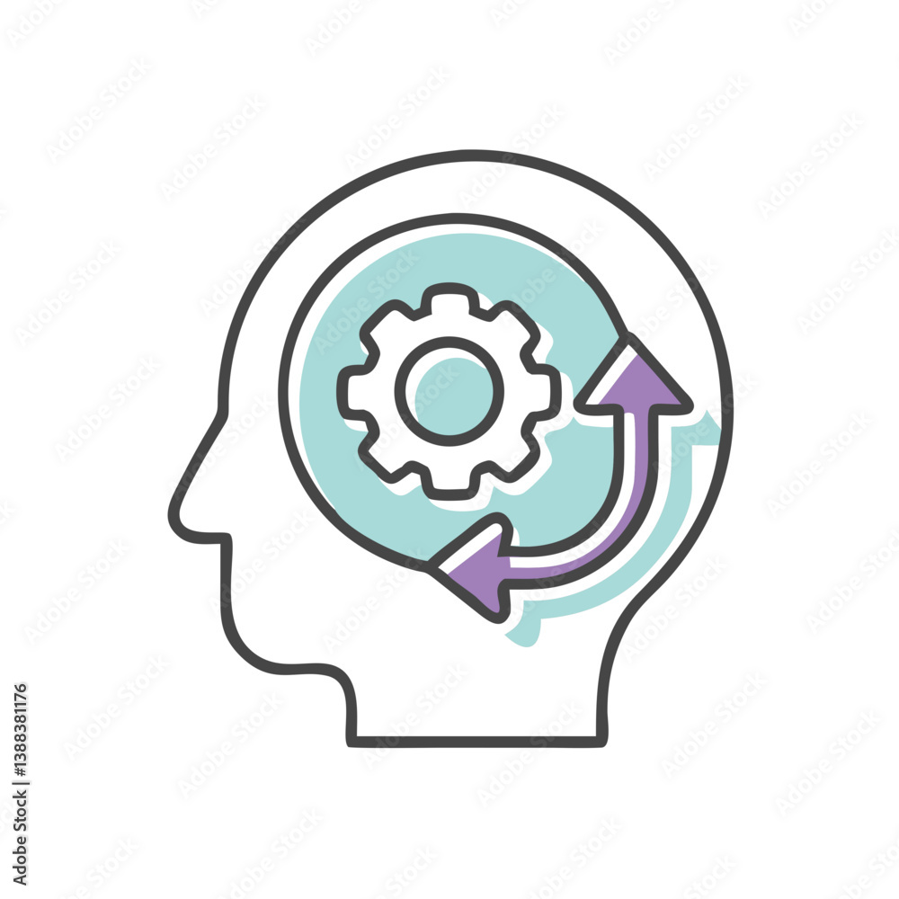 Cognitive Function Concept with Gear Icon in Abstract Style Cognitive Function Concept with Gear Icon in Abstract Style