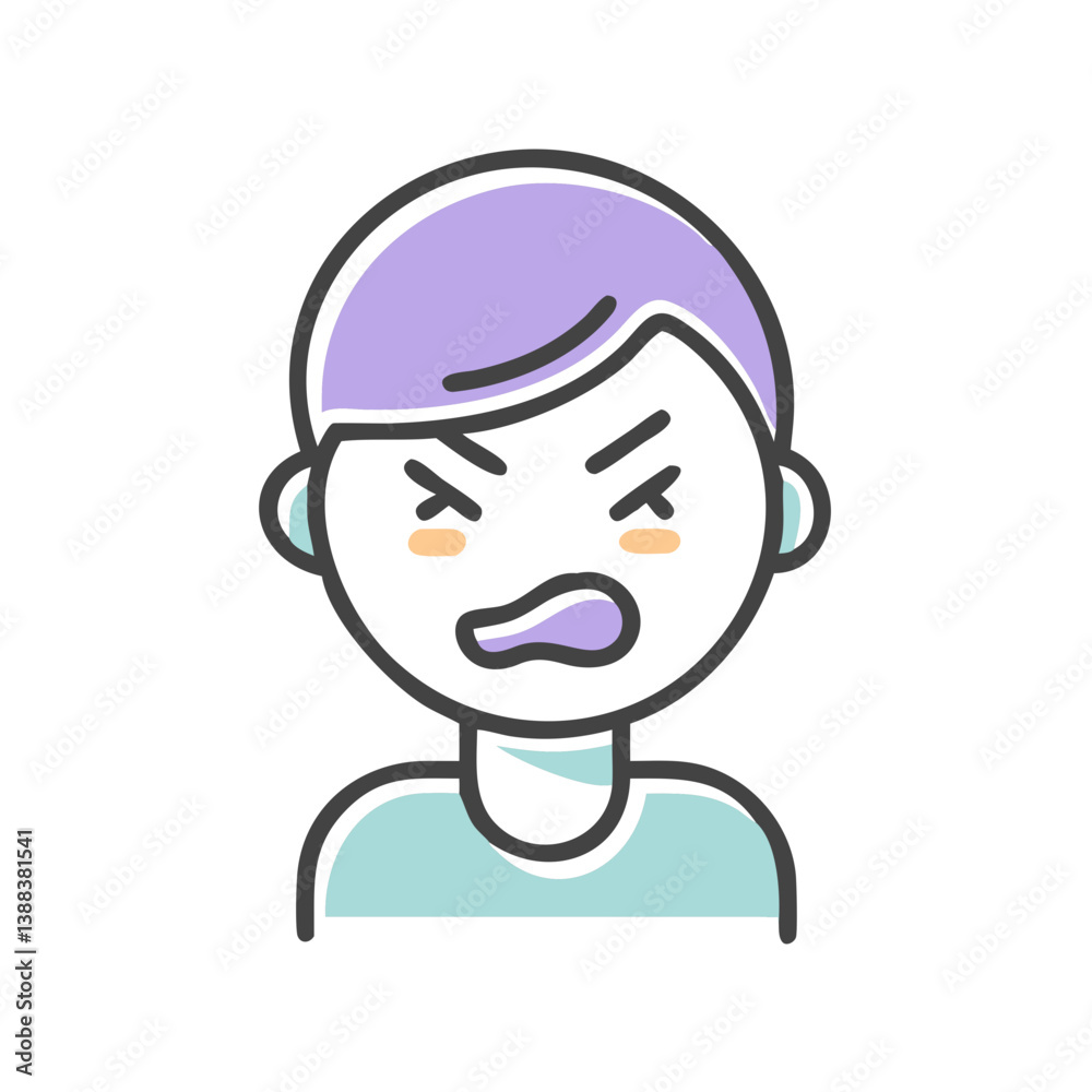 Irritated person expressing frustration with a frown Irritated person expressing frustration with a frown