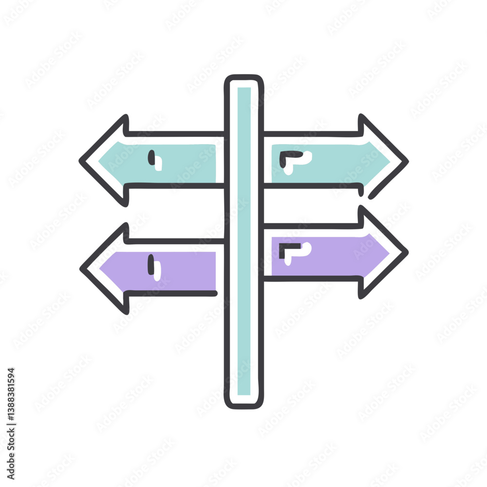Directional Signpost with Multiple Arrows in Pastel Colors Directional Signpost with Multiple Arrows in Pastel Colors