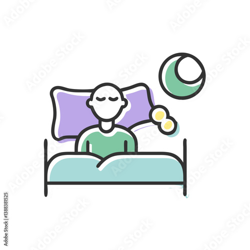 Insomnia dreamer lying in bed with moonlight  