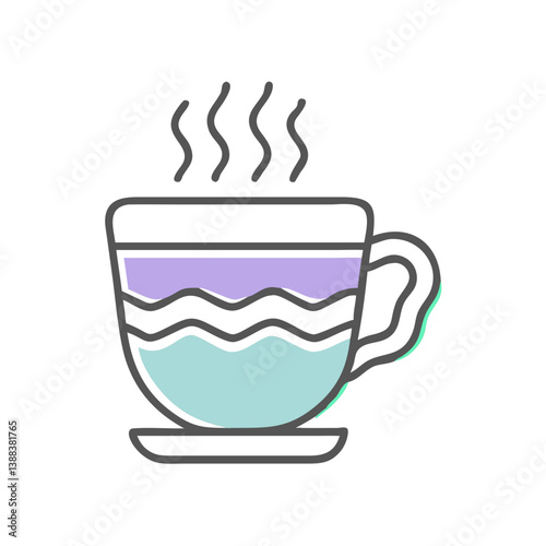 Stylish hot drink cup with steam on a minimalist background  