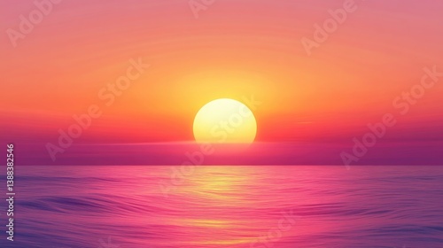 Spectacular Sunset with a Giant Golden Sun Hovering Over the Horizon, Reflecting in a Glassy Sea