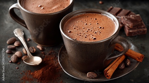 Serving Hot Chocolate with Cinnamon and Cocoa for a Sweet Indulgence