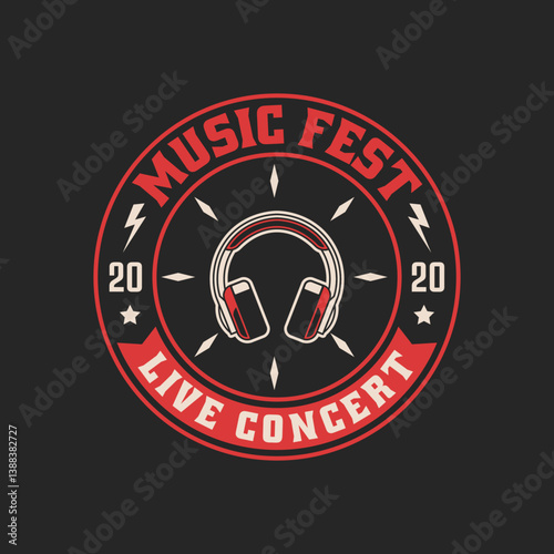 Rock and roll vector logo design for t shirt. Vintage music design print design for apparel, stickers, posters and background
