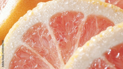 Close-up view of juicy grapefruit slices photo