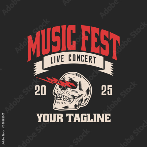 Rock and roll vector logo design for t shirt. Vintage music design print design for apparel, stickers, posters and background