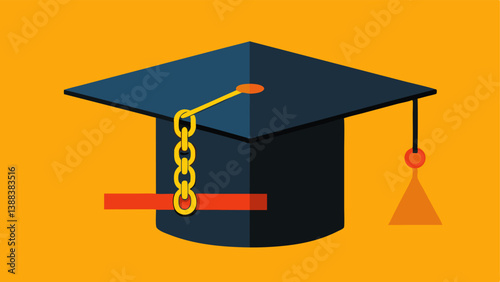 Graduation Cap with Chains An of a graduation cap being weighed down by heavy chains symbolizing how student debt restricts graduates financial freedom.