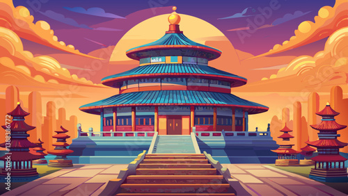 Ancient Chinese temple known as Temple of Heaven, worship, historic, architecture, landmark, Beijing, China, cultural