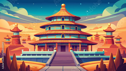 Ancient Chinese temple known as Temple of Heaven, worship, historic, architecture, landmark, Beijing, China, cultural