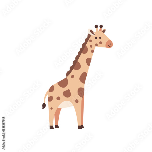 Cute giraffe standing against a white background  