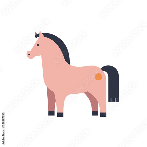Colorful cartoon horse illustration on a white background  